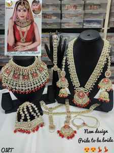 LATEST TRADITIONAL FASHIONABLE ANTIQUE DESIGNER BRIDAL <b>JEWELLERY</b> WITH GOLD PLATED & CZ BRIDEL <b>WEDDING</b> NECKLES <b>SET</b> <b>for</b> WOMEN. - Product Image 3