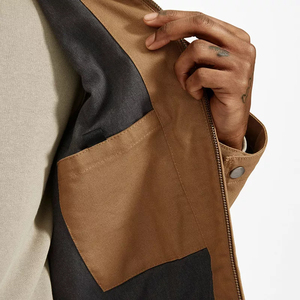 แจ็กเก็ตผ้าใบสำหรับผู้ชายเสื้อแจ็กเก็ตซิปแบบลำลองสำหรับผู้ชายน้ำหนักเบาระบายอากาศได้ดี - Product Image 3