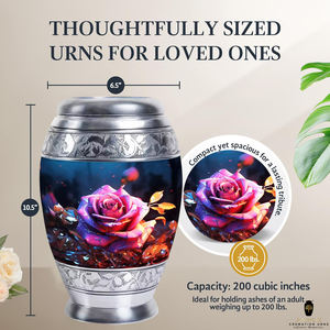 Urna Funeraria Ecológica de Estilo Europeo y Americano con Diseño de Rosa Rosa HD para Cenizas Humanas, 10 Pulgadas - Product Image 5