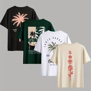 เสื้อยืดลายกราฟิกต้นปาล์มและกุหลาบยอดนิยมสำหรับผู้ชายและผู้หญิงเสื้อยืดผ้าฝ้ายแขนสั้นลำลองแฟชั่นเสื้อสตรีทแวร์ชายหาด - Product Image 2