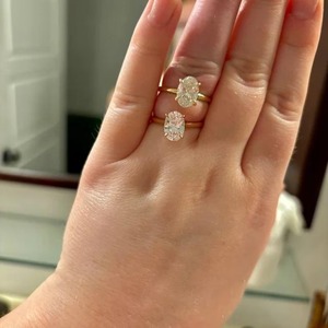 14k Solid Gold Vintage Channel Set Moissanite Diamond <b>Solitaire</b> <b>Ring</b> Classic Oval Cut and Hidden Halo Elegant Anniversary <b>Ring</b> - Product Image 6