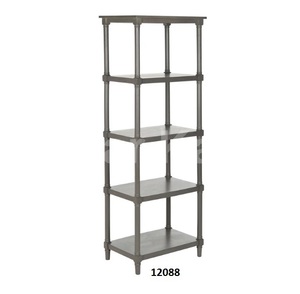 <b>Blue</b> Metal & Wood Hand Painted 5 Tier Etagere <b>Bookcase</b> for Home Library & Study Room - Product Image 4