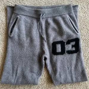 Streetwear pantalon surdimensionné personnalisé sérigraphie Logo Baggy ample jambe droite tricot floue Mohair pantalon de survêtement Mohair pantalon - Product Image 6