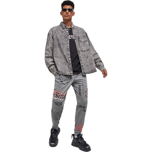 Best Quality Casual Snow Washed Wholesale Grey <b>Denim</b> Jacket <b>Men</b> <b>Shirt</b> Thick <b>Mens</b> <b>Denim</b> <b>Shirts</b> - Product Image 3