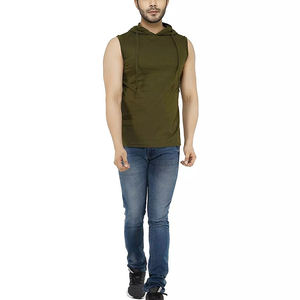 Logotipo personalizado hombres gimnasio Fitness músculo liso en blanco sin mangas Slim Fit sudaderas con capucha gimnasio Hombre Ropa Deportiva camisetas sin mangas - Product Image 1