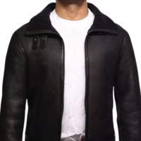 Veste en cuir volant en peau de mouton véritable pour hommes, manteau pour hommes, nouveau style d'hiver, col en fourrure, couleur unie, meilleure qualité, nouveau
