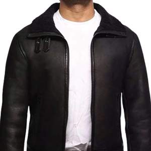 Veste en cuir volant en peau de mouton véritable pour hommes, manteau pour hommes, nouveau style d'hiver, col en fourrure, couleur unie, meilleure qualité, nouveau - Product Image 4