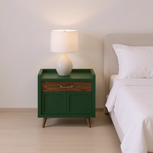 Mesita de noche de madera de teca maciza hecha en Indonesia de diseño minimalista para muebles para el hogar, muebles de dormitorio para apartamentos - Product Image 1