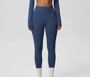 Mid Waist Yoga <b>Leggings</b> Custom Logo High Quality Knitted Seamless Breathable Nylon/Spandex for Women - Product Image 5