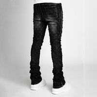 OME-Jeans à la mode pour hommes, pantalon droit, style explosif américain, denim perlé, empilés, slim, crayon