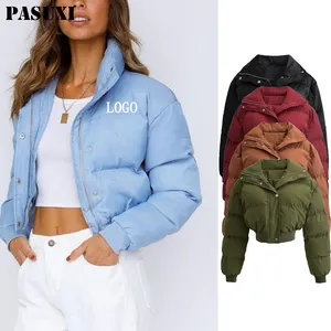 PASUXI Grosir Pakaian Wanita Jaket Pendek Crop Zip Up Bomber Puffer Musim Dingin untuk Wanita - Product Image 1