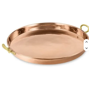 Elegante al por mayor Nueva bandeja de servicio de cobre Bandeja de servicio de cobre Forma redonda Simple Color oro rosa Clásico - Product Image 5
