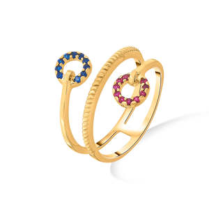 Anillo de Oro Galaxy Duality Cocktail - Joyería de Moda con Incrustaciones de Piedras Preciosas Ajustable - Product Image 4