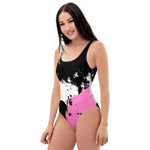 Traje de Baño de Una Pieza con Cuello Redondo para Mujer, Patrón de Tejido Personalizable, Transpirable, Talla XL, Impresión Digital, Logotipo Personalizable - Product Image 1