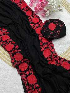 Sari negro de seda Vichitra de diseñador moderno para mujer con blusa étnica, ropa de fiesta clásica de boda cómoda y elegante para mujer - Product Image 4