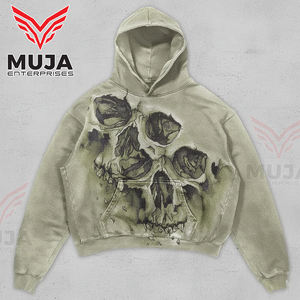 เสื้อฮู้ดดี้ผ้าฝ้ายหนานุ่มสำหรับผู้ชาย สไตล์สตรีทแวร์ พิมพ์ลายกราฟิก - Product Image 3