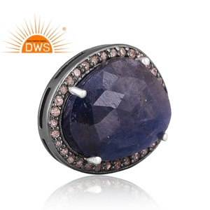 Bijoux en saphir bleu et noir sur argent, pendentif fin, nouvelle collection - Product Image 2