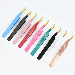 Premium Fiber Tip Eyelash Volume 45 Degree Lash Tweezers Custom Color Stainless Steel High-Quality Nonslip Grip Easy to Use - Product Image 4