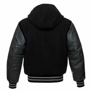 แจ็กเก็ตเบสบอลมหาวิทยาลัยสำหรับผู้ชาย, แจ็คเก็ตหนังแท้ขนตัวหนังสือปกตั้งสไตล์สตรีทไฮสตรีทสำหรับฤดูหนาว - Product Image 6