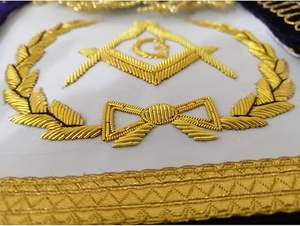 Nuevo delantal masónico de alta calidad hecho a medida con bordado a mano en hilo de oro - delantales masónicos / unisex - Product Image 3