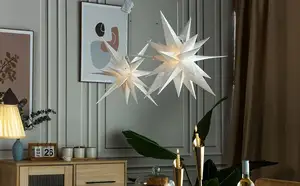 Christmas Paper Star Tree Toppers Glow 3D Star Lanterns Waterproof Indoor Outdoor Christmas Tree Decorations