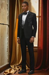 ชุดสูทสองชิ้นสำหรับนักธุรกิจชุดเดรสแฟชั่นเข้ารูปปักลายสำหรับเจ้าบ่าวแต่งงาน - Product Image 3