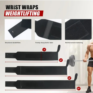 Vente en gros de bracelets d'haltérophilie de 13 pouces avec logo personnalisé Support de poignet respirant à réglage élastique pour haltérophilie et salle de sport - Product Image 4