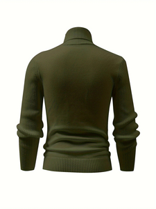 Pull à col roulé pour hommes avec logo personnalisé OEM Vente en gros Pull en tricot torsadé à coupe ajustée Automne Hiver Pull à col montant pour hommes - Product Image 3