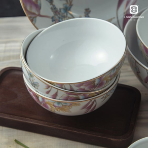 Ensemble de vaisselle en céramique Hoa Lau fait à la main 8 pièces-Vaisselle vietnamienne en gros pour restaurant, hôtel ou usage domestique - Product Image 1