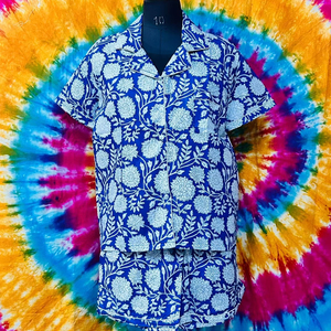 Pijamas de algodón para mujer, dos piezas, confeccionados, pijamas de mujer con estampado de verano, pijamas de manga corta, pijamas femeninos personalizados de media manga para mujer - Product Image 1