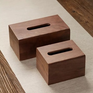 Boîte à serviettes en bois d'acacia fabriquée à la main Porte-mouchoirs en bois décoratif écologique pour la maison, le bureau et la table - Product Image 3