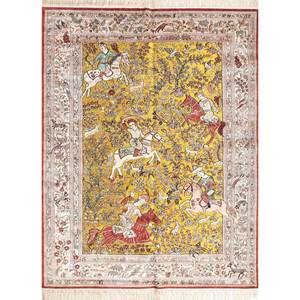 พรมไหมทอมือลายดอกไม้สีเทาดำจากกุลมาร์ก สำหรับห้องนั่งเล่น พรมรูปทรงสี่เหลี่ยมผืนผ้าลายพิมพ์นามธรรม พรมปูทางเดิน - Product Image 1