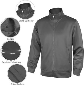 Chándal de deporte de invierno con cremallera para hombre, chándal de fútbol holgado de poliéster con diseño estampado de llamarada apilada - Product Image 3