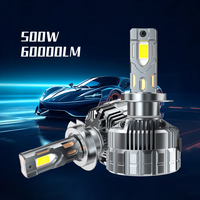 Système d'éclairage automobile, six tubes en cuivre, 500W, 60000LM, ampoules LED H4 H7 H11 9005 9006 pour phares de voiture