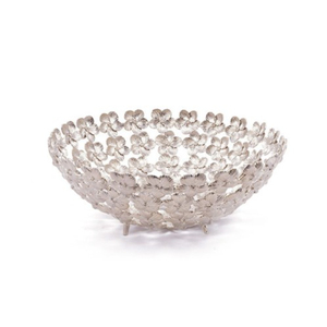 Cuenco de centro de mesa de decoración antigua, diseño atractivo, flor de Metal plateado, cuenco decorativo para servir frutas para artículo de regalo festivo - Product Image 1