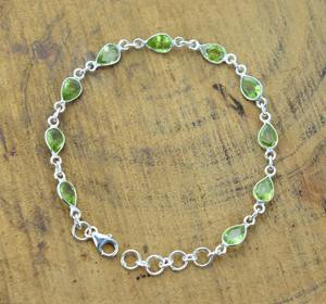 อัญมณีเงินสเตอร์ลิง925ทำด้วยมือสร้อยข้อมือเงินรูปลูกแพร์ที่ดีเครื่องประดับ925เงินสเตอร์ลิง - Product Image 5