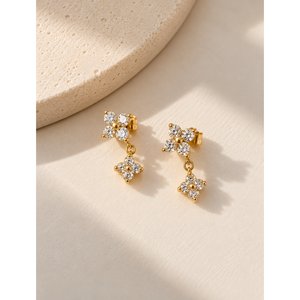 Pendientes de botón con doble trébol - Product Image 3