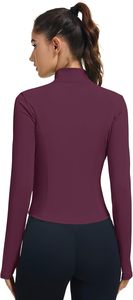 Léger Slim Fit femmes à manches longues fermeture éclair complète sport Yoga hauts Gym entraînement course piste Yoga vestes - Product Image 6