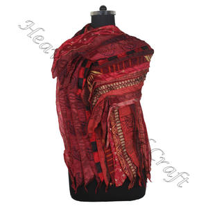 Sari en soie recyclée, 15 bandes de soie indienne réversible fait à la main, étole en soie recyclée, fabricant en gros indien - Product Image 6