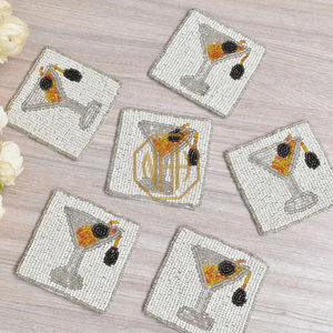 ที่รองแก้วมาร์ตินี่ทำด้วยมือลูกปัดตกแต่งโต๊ะที่หรูหราสำหรับงานแต่งงานและงานปาร์ตี้มาใหม่เสื่อและแผ่นรองสำหรับบ้าน - Product Image 3