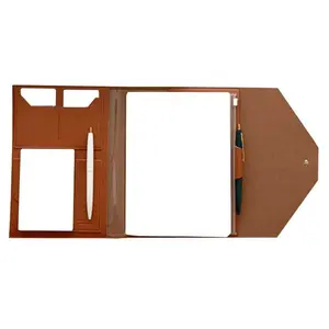 Dossier de conférence exécutif A4 couleur marron dossier de bureau de documents multifonction en cuir PU - Product Image 1