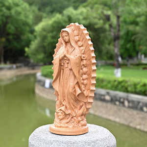 Guadalupe vergine maria statua in legno devozionale, bella figura scolpita dettagliata per collezioni di arte cattolica - Product Image 2