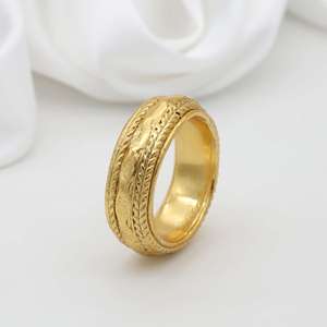 สินค้ามาใหม่18K แหวนแต่งงานชุบทอง18K ดีไซน์น่ารักเครื่องประดับทองเหลืองแหวนแฟชั่นสำหรับผู้ชายและผู้หญิง - Product Image 6