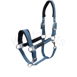 Easy-Fit Nylon Horse Halter with Neoprene Lining Adjustable Head and Nose Straps <b>Chrome</b> Metal Snap <b>Hook</b> - Product Image 1