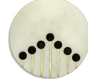 จานรองแก้วหินหินอ่อนธรรมชาติสุดหรูแผ่นรองจานและแผ่นรองจานทำจากทองเหลืองพร้อมจุดเรซินสำหรับบ้านห้องครัวร้านอาหาร - Product Image 1