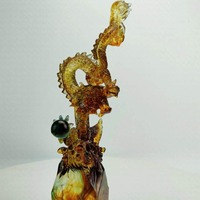 Figurine de dragon moderne en verre cristal faite à la main, à cinq griffes, or, richesse, petit ornement de bureau, zodiaque, entrée, salon, cadeau