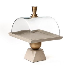 Designer Creamy <b>Cake</b> Stand with <b>Glass</b> <b>Dome</b> Elegant <b>Cake</b> Pastry Tray for Enhancing Party Decor - Product Image 2