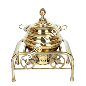 <b>Food</b> <b>Warmer</b> Display Exclusive Quality Pure Brass Chaffing Dish and Large Dish Serving Bowl With Stand in Best Prices - Product Image 1