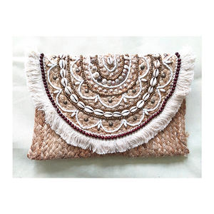 Bolso de mano hecho a mano de yute de New Look con borla de concha de cuentas m de la India para mujer a la moda a bajo precio - Product Image 4