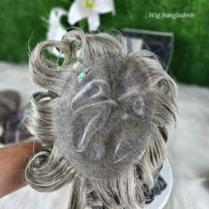 Tupé de pelo Remy indio duradero para hombres de 8X10 ", prótesis capilar de inyección de PU 120%, textura recta de densidad ligera media - Product Image 4